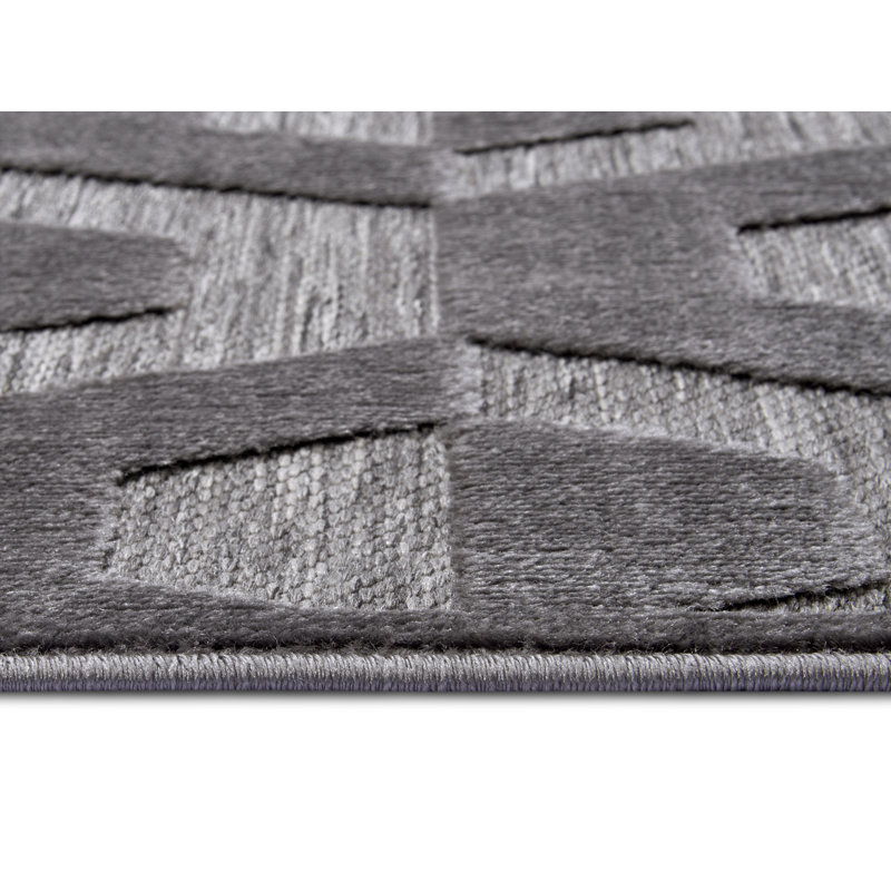 Iconic Grey/Black Rug, Rectangular 200 x 285cm