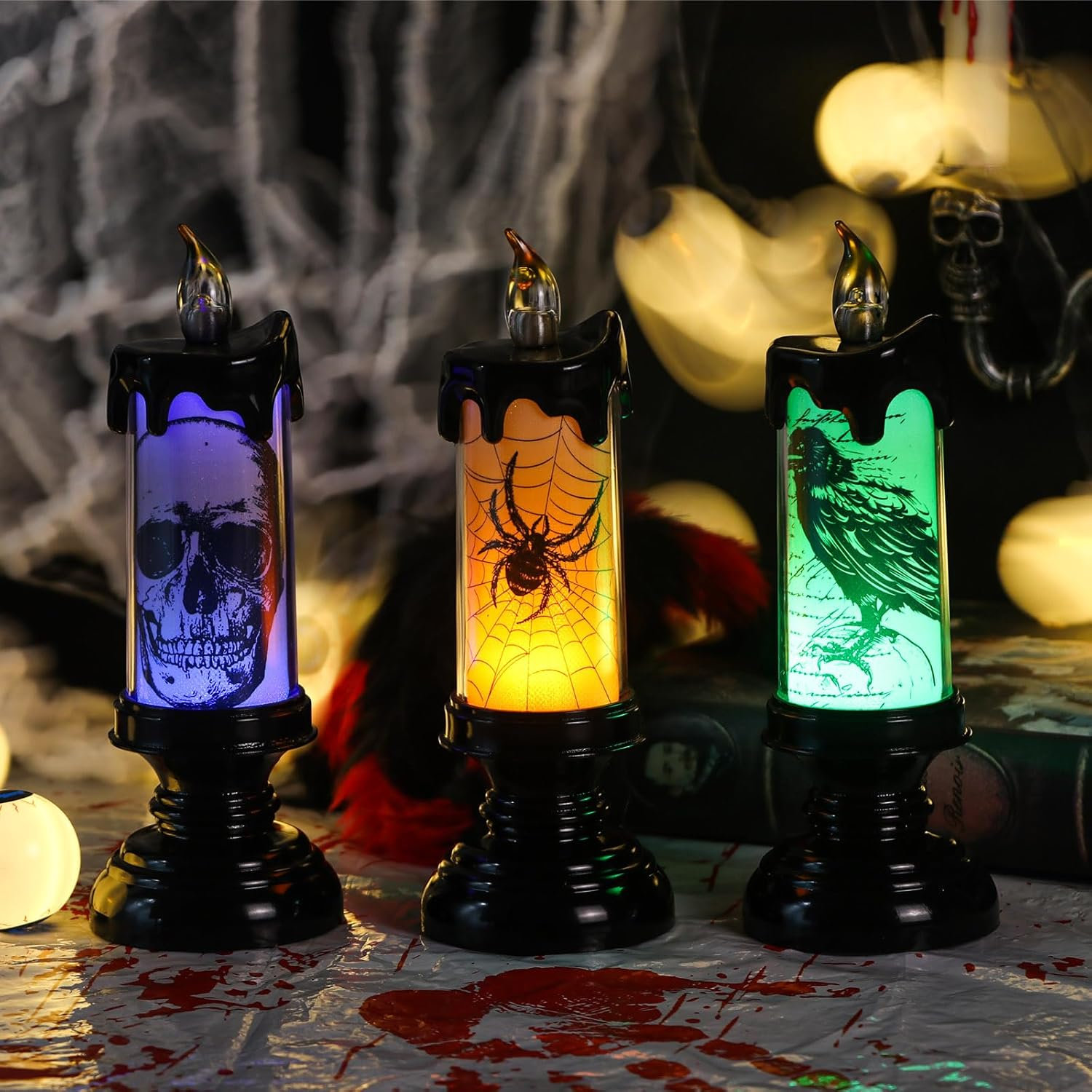 The Holiday Aisle® Halloween Flameless Candles, LED Flickering Battery ...