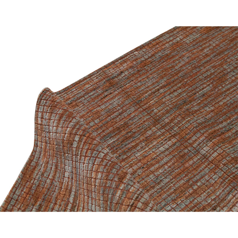 Hand Knotted Geometric Area Rug in Beige/Rust/Gray, Rectangle 6' x 9'