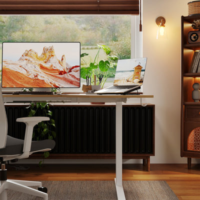 Electric Height Adjustable Standing Desk Ergonomic Computer Desk for Home Office Large 59x35 59 inches