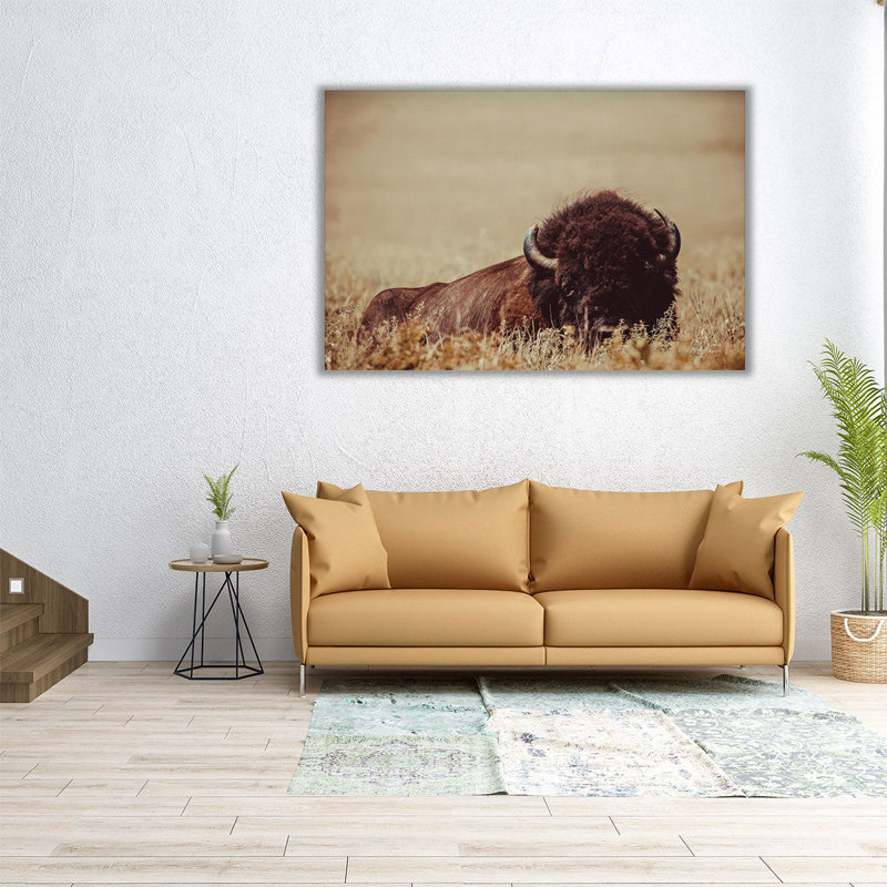 «Tall Grass Bison II», reproduction d'art sur toile, H 24 po x l 36 po