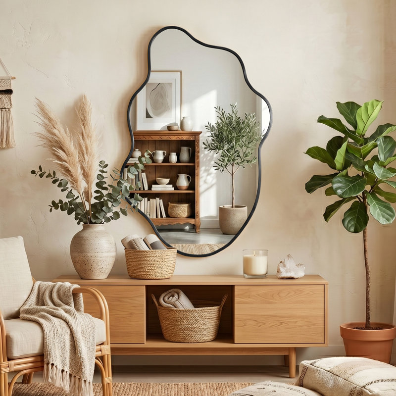 Miroir mural moderne pour salle de bain, 36" x 24", Noir