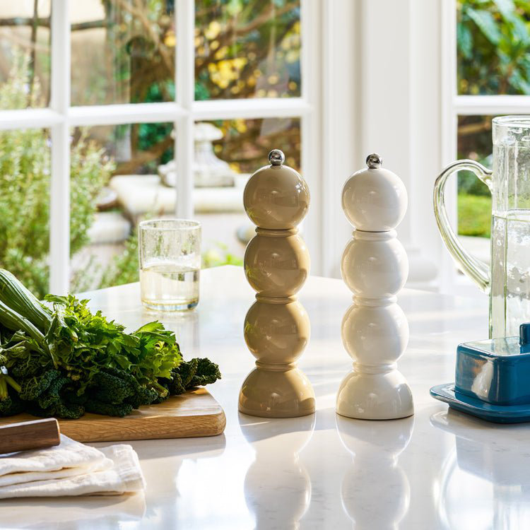 Bobbin Wood Salt & Pepper Mill, White