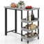 Table de bar Courtyard - 43,5 x 22 x 41 po - Rotin PE - 1 pièce - Table de bar - Gris - 3 tablettes avec plateau en verre