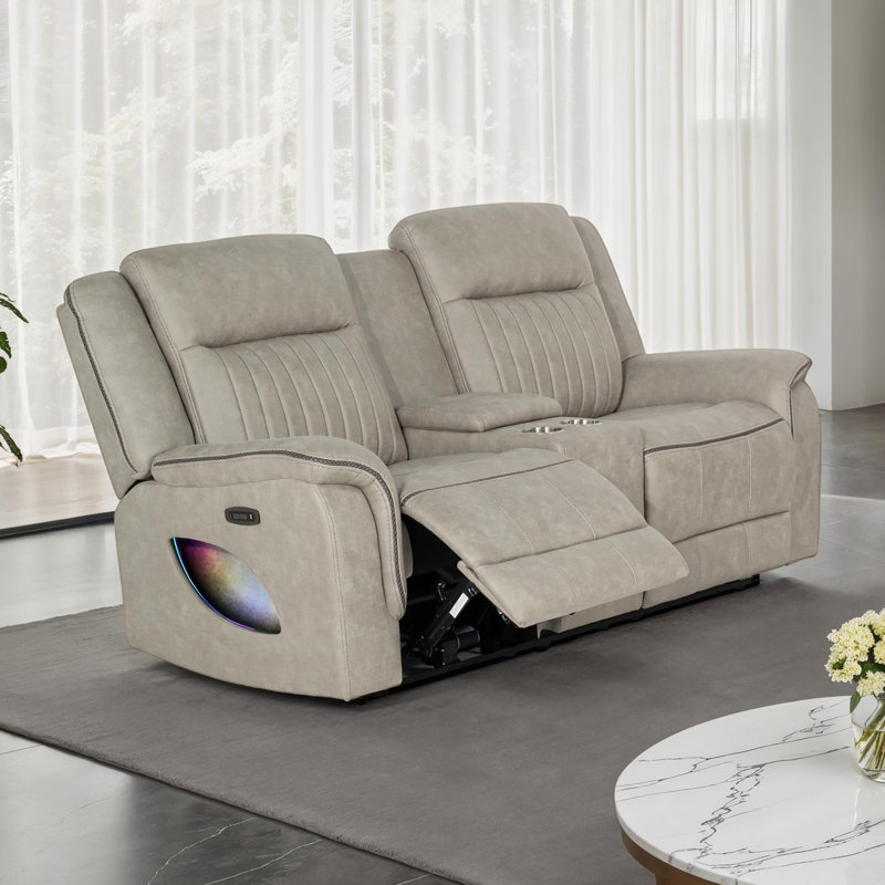 Causeuse inclinable électrique avec porte-gobelets Bhatnagar, Marron clair