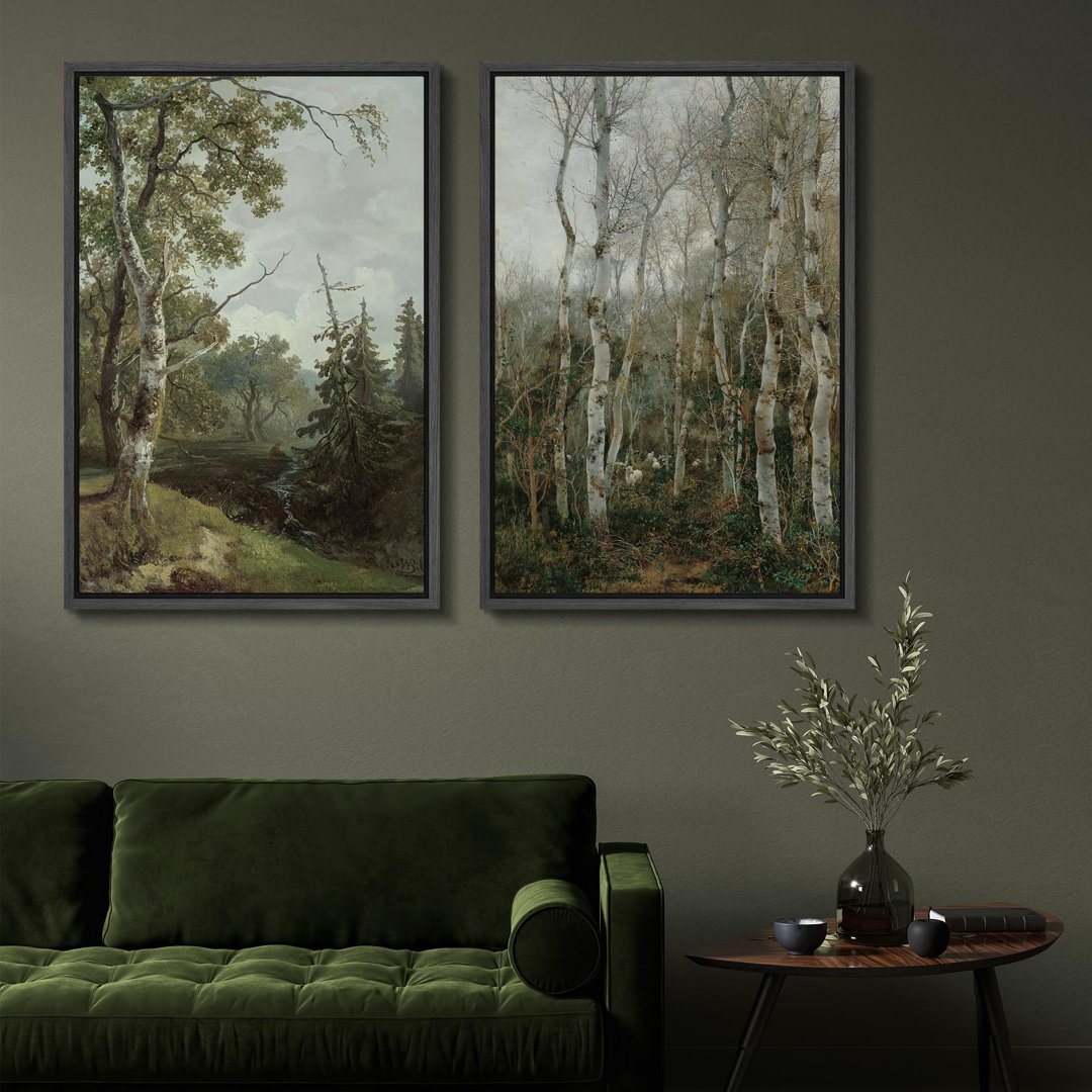 Rustic Countryside " Whimsical Wonderland Fantasy Forest " 2 - Pieces IDEA4WALL Frame 