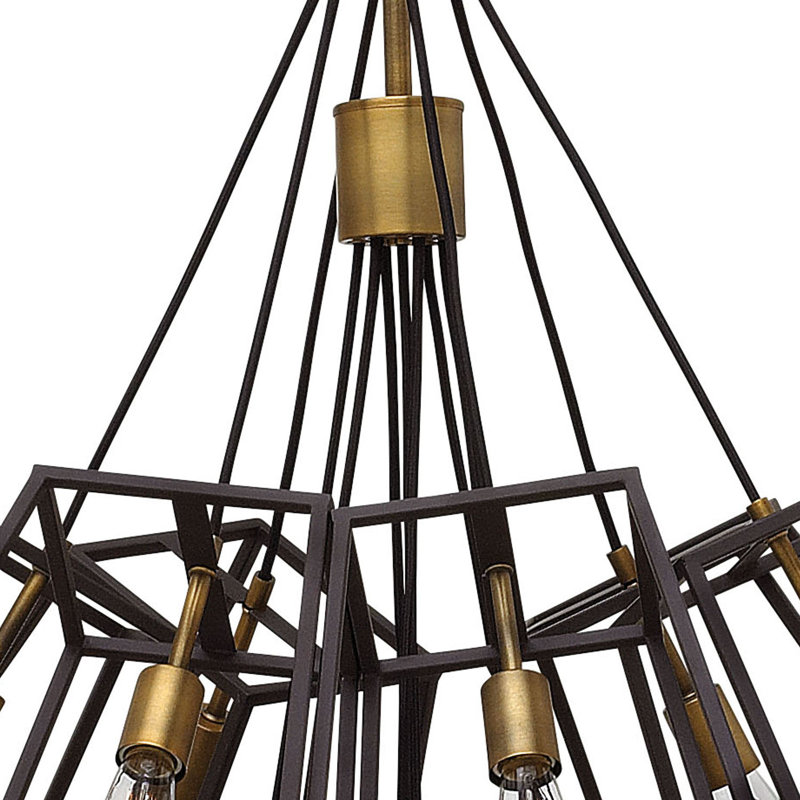 Bronze 7-Light Cage Pendant with Vintage Industrial Style