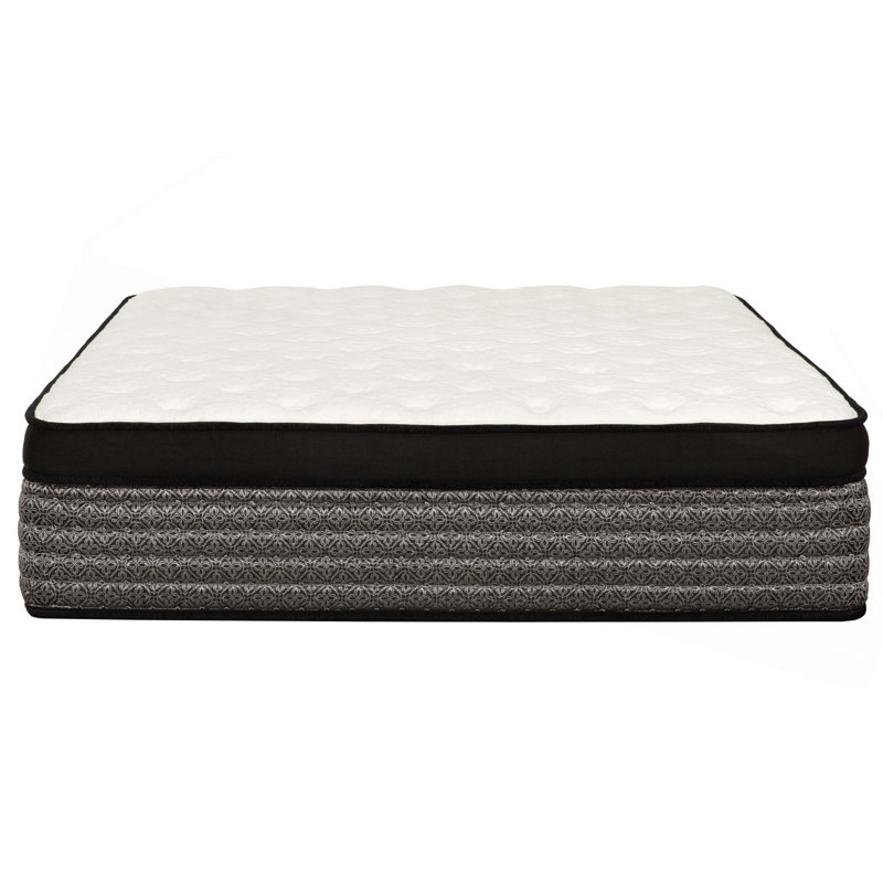 Matelas hybride moelleux de 14 po, mousse à mémoire de forme gélifiée Euro et matelas à ressorts ensachés, technologie de refroidissement, transfert à faible mouvement