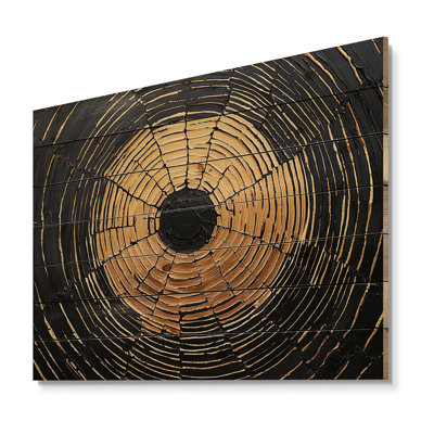 Golden Dark Wood Slide Roots Of Serenity V - Tree Wood Print - On Natural Pine Wood