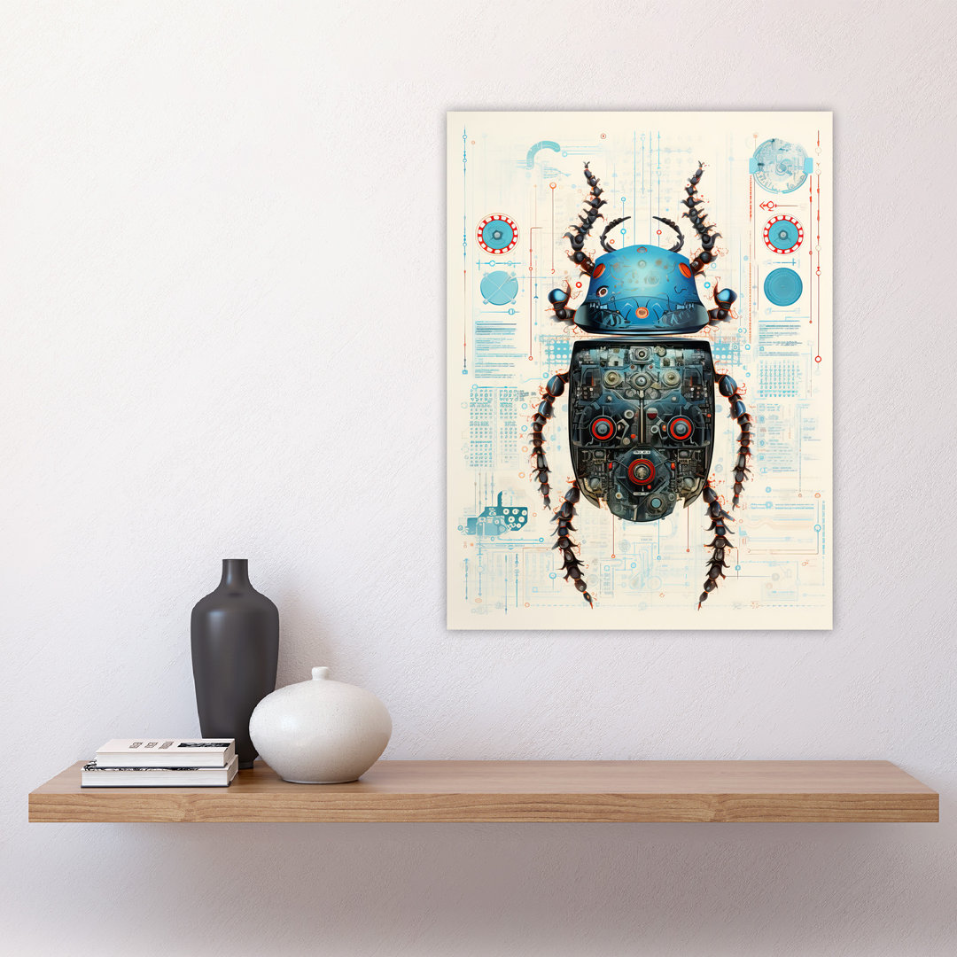 Wall Art Print Beetle Robot Hybrid Secret Military Schematic Futuristic Complex Arcane Manuscript Gift For Cave Poster