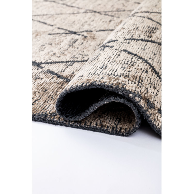Rapture Gray/Black Geometric Luxury Area Rug, Rectangle 7'10" x 11'2"