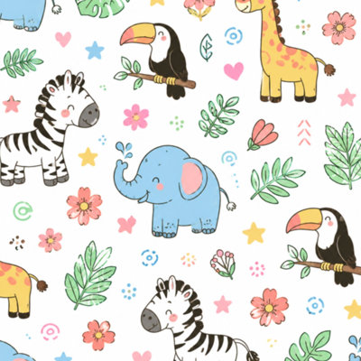 Papier peint auto-adhésif à griffer, animaux de la jungle, éléphant, lion, zèbre, crocodile, girafe, papier contact, adhésif mural amovible, décoration murale pour armoires de cuisine de chambre à coucher, 24 po x 118 po