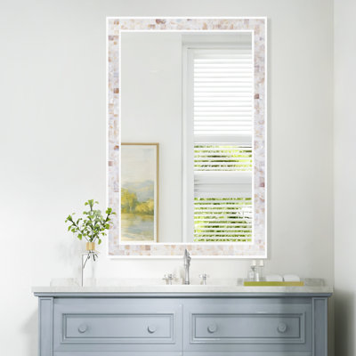 Bathroom Rectangle Mirror 24 x 36 Inch, Coastal Wall Decor