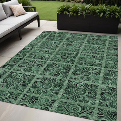 Tapis intérieur lavable à médaillon gris anthracite 5 pi x 8 pi