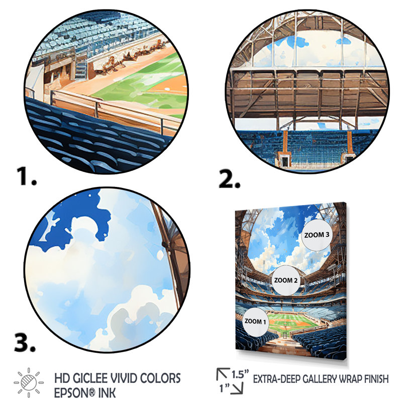 «Abstract Baseball Stadium I - Cityscapes», art mural sur toile, H 44 po x l 34 po x P 1,5 po, Toile tendue