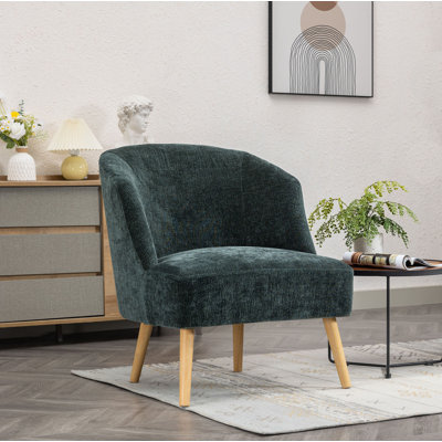 Fauteuil demi-tonneau avec pieds en bois d'hévéa Artavion