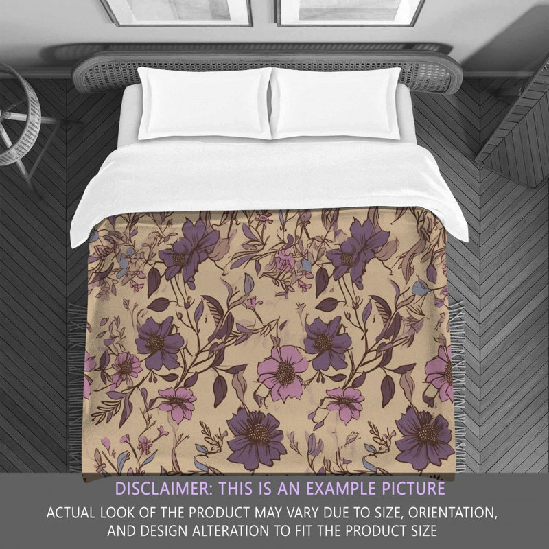 Floral Brown/Purple Microfiber Comforter, Queen Comforter