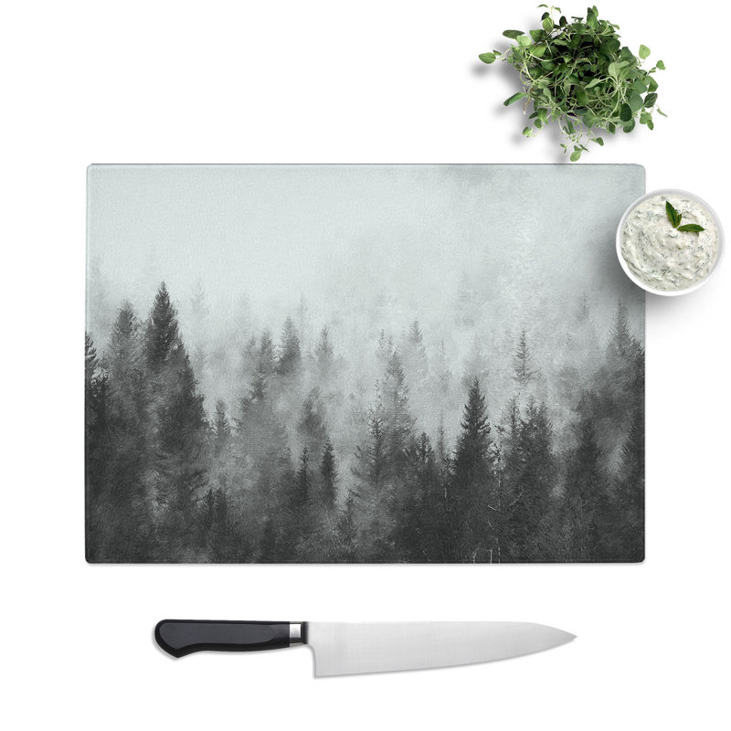 The Misty Forest Painting Chopping Board, 28.5cm W x 39cm L