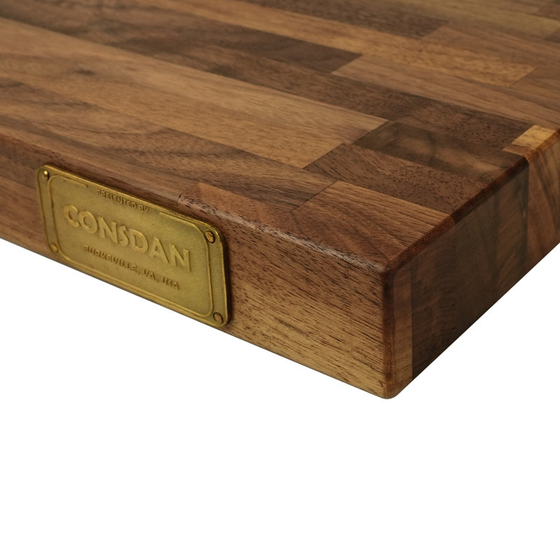 Comptoir de bloc de boucher, comptoir en bois franc de noyer massif, pré-fini avec de l'huile alimentaire Consdan
