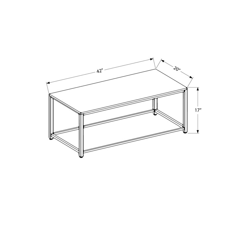 Table basse de 42 po dans la conception intérieure du salon - Surface rectangulaire en carrelage brun et cadre transitionnel en métal avec base élégante