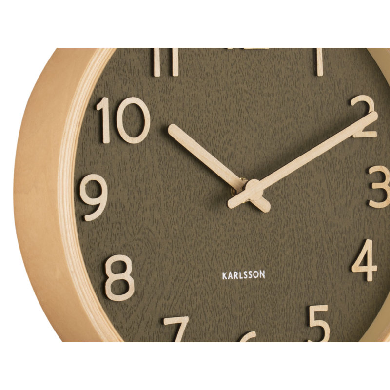 Manufactured Wood Wall Clock, 40cm H x 40cm W x 4.5cm D, Moss Green