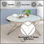 Table basse moderne avec plateau en verre givré et finition champagne Valora