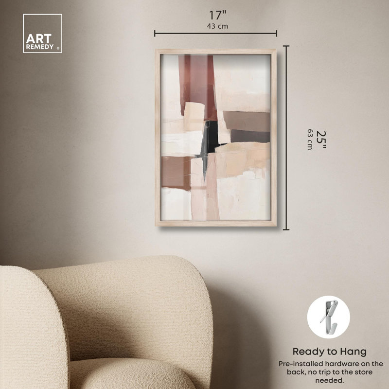 Décoration murale Boho Plaster Collage III Shadowbox Print par Art Remedy, cadre blond, 17 x 25, H 25 po x l 17 po
