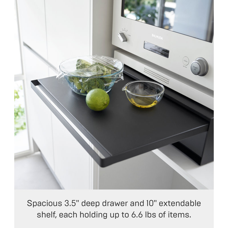 Black Steel Countertop Drawer with Pull-Out Shelf