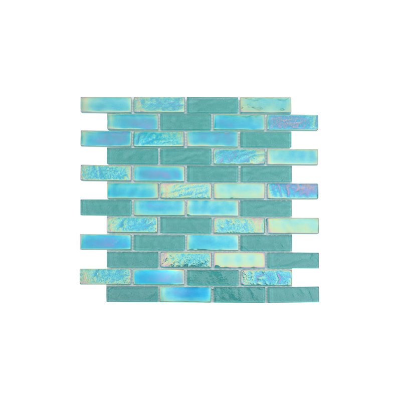 Swimming Pool Glass Brick Joint Mosaic Tile, Marine Green