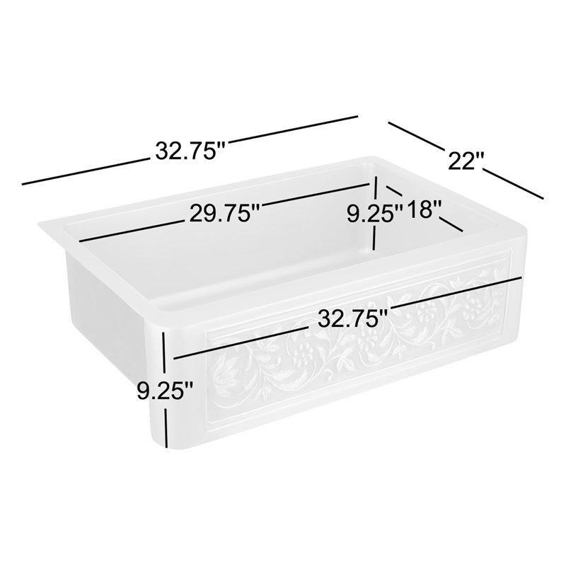 33" Vine Design Copper Farmhouse Sink