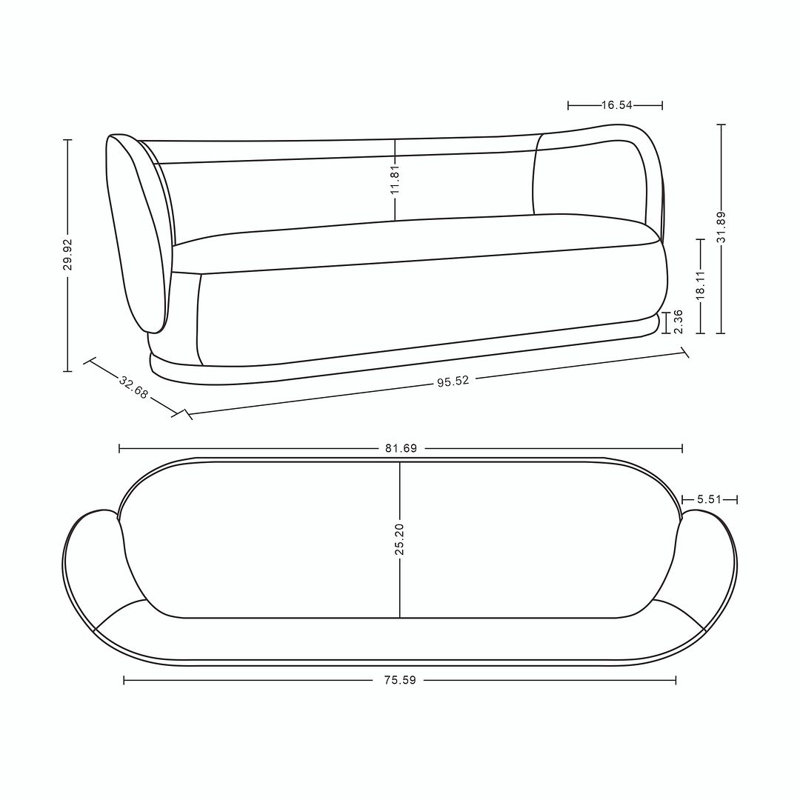 Siri 92.52'' Sofa, Cream 100% Linen