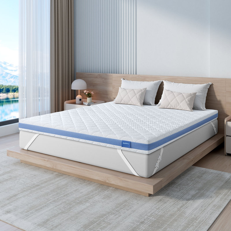 Surmatelas en mousse viscoélastique gélifiée 2 po avec housse amovible, 2, Grand lit