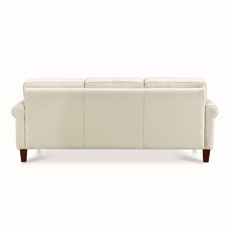 Causeuse en cuir Dawn, Blanc cassé