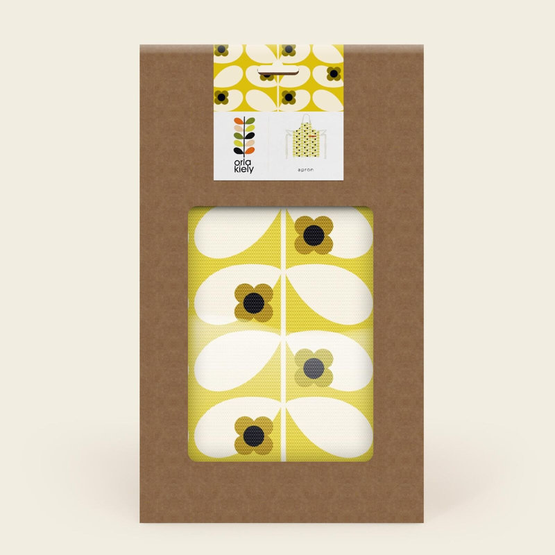 Orla Kiely Wild Rose Stem Ochre Cotton Apron for Women Men Cooking 860mm x 670mm