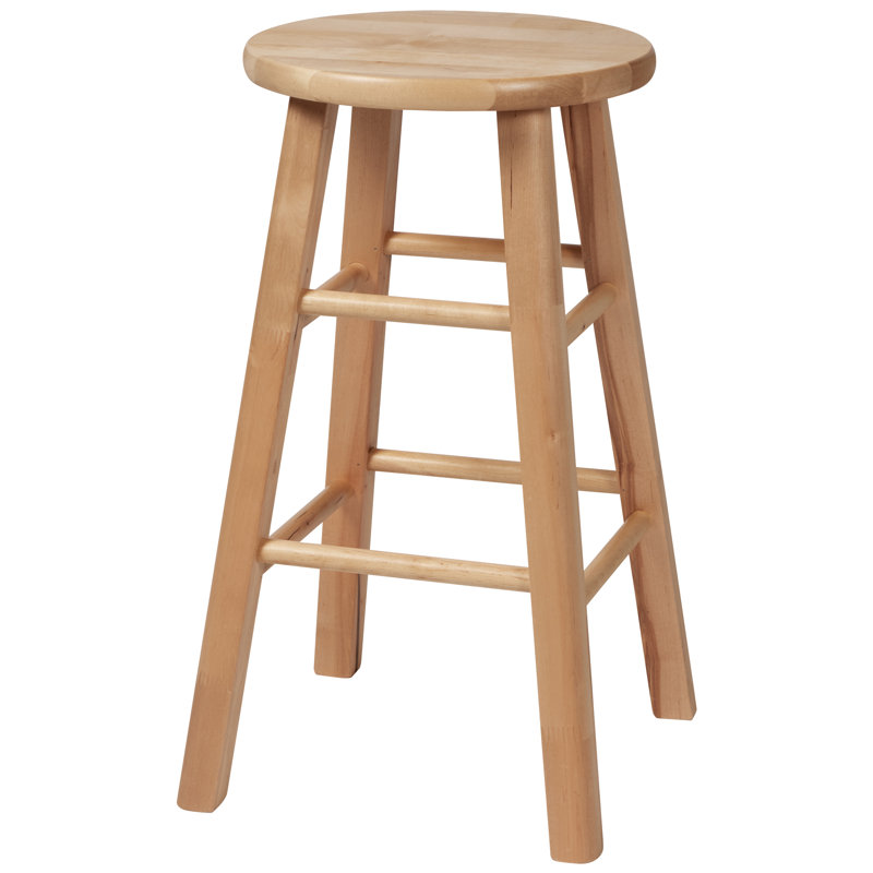 24" Solid Hardwood Counter Height Barstool, Fully Assembled