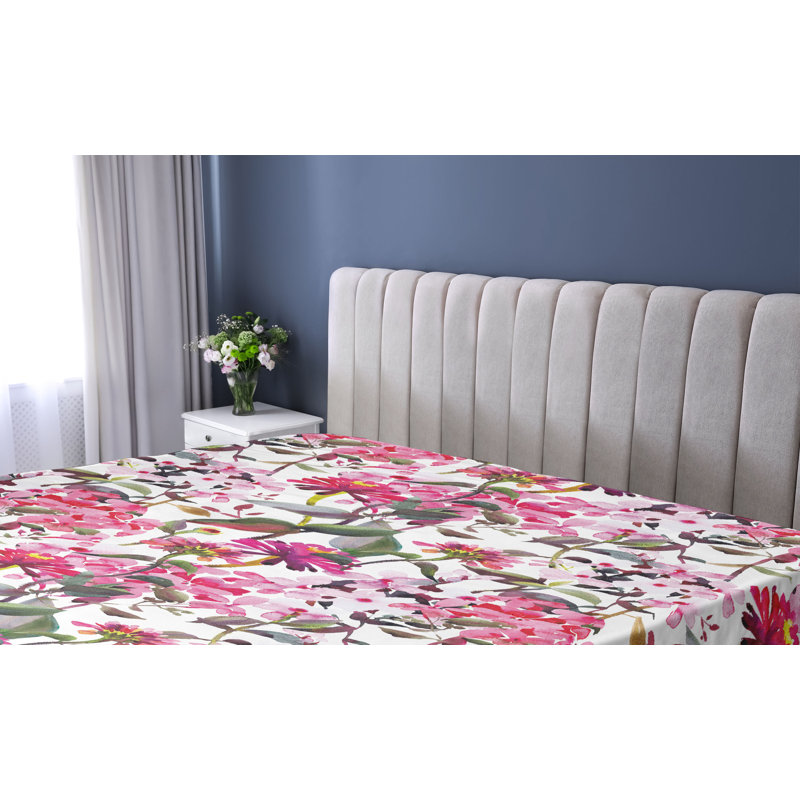 Drap-housse Ambesonne, Drap-housse de taille simple, Rose pastel, vert paon / floral 2