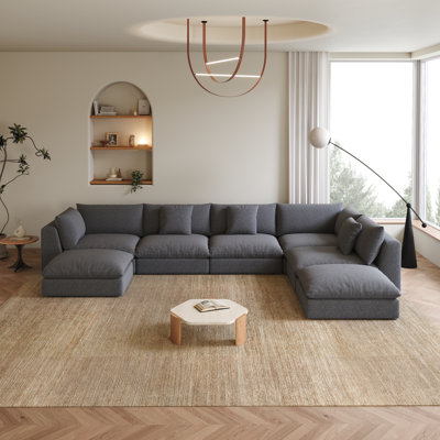 Canapé modulaire surdimensionné en U avec repose-pieds 7 pièces 156,7 po