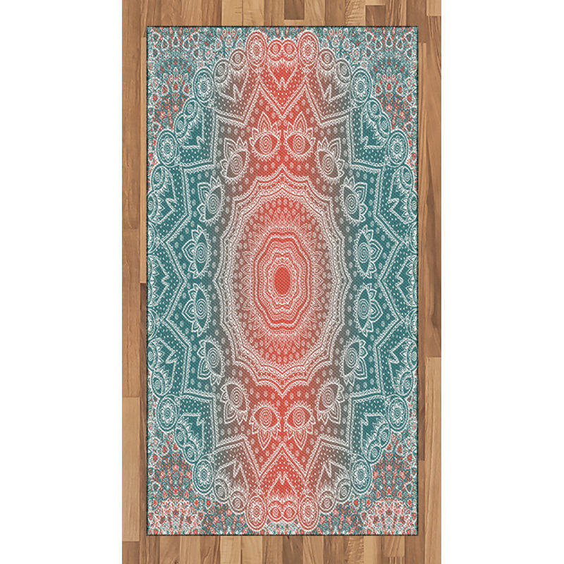 Tapis décoratif corail et bleu sarcelle, Rectangle 2 pi 7 po x 5 pi