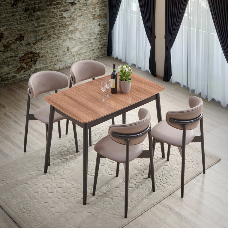 Table de salle à manger naturelle et noire avec rallonge Bufferfly