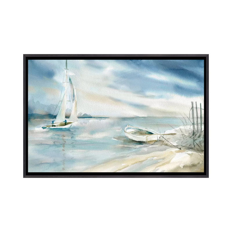 Voile subtile par Carol Robinson-impression, Pas de tapis, H 26 po x l 40 po x 1,5 po, Toile avec cadre noir patiné