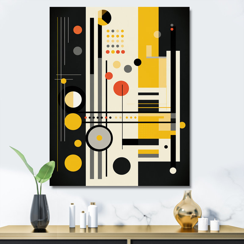 «Paradise Of Sound Retro Abstract Yellow Black I», reproduction sur toile géométrique moderne, H 40 po x l 30 po x P 1,5 po