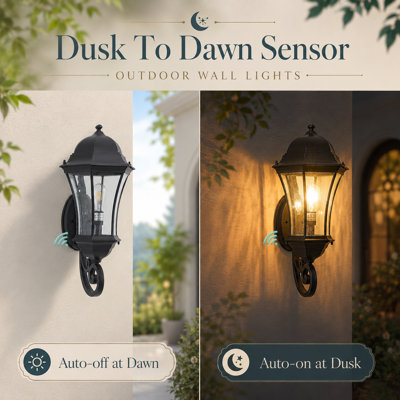 1-Pack 26.7" Outdoor Wall Light With Dusk to Dawn , Black Aluminum Wall Light(Bulb Not Included）