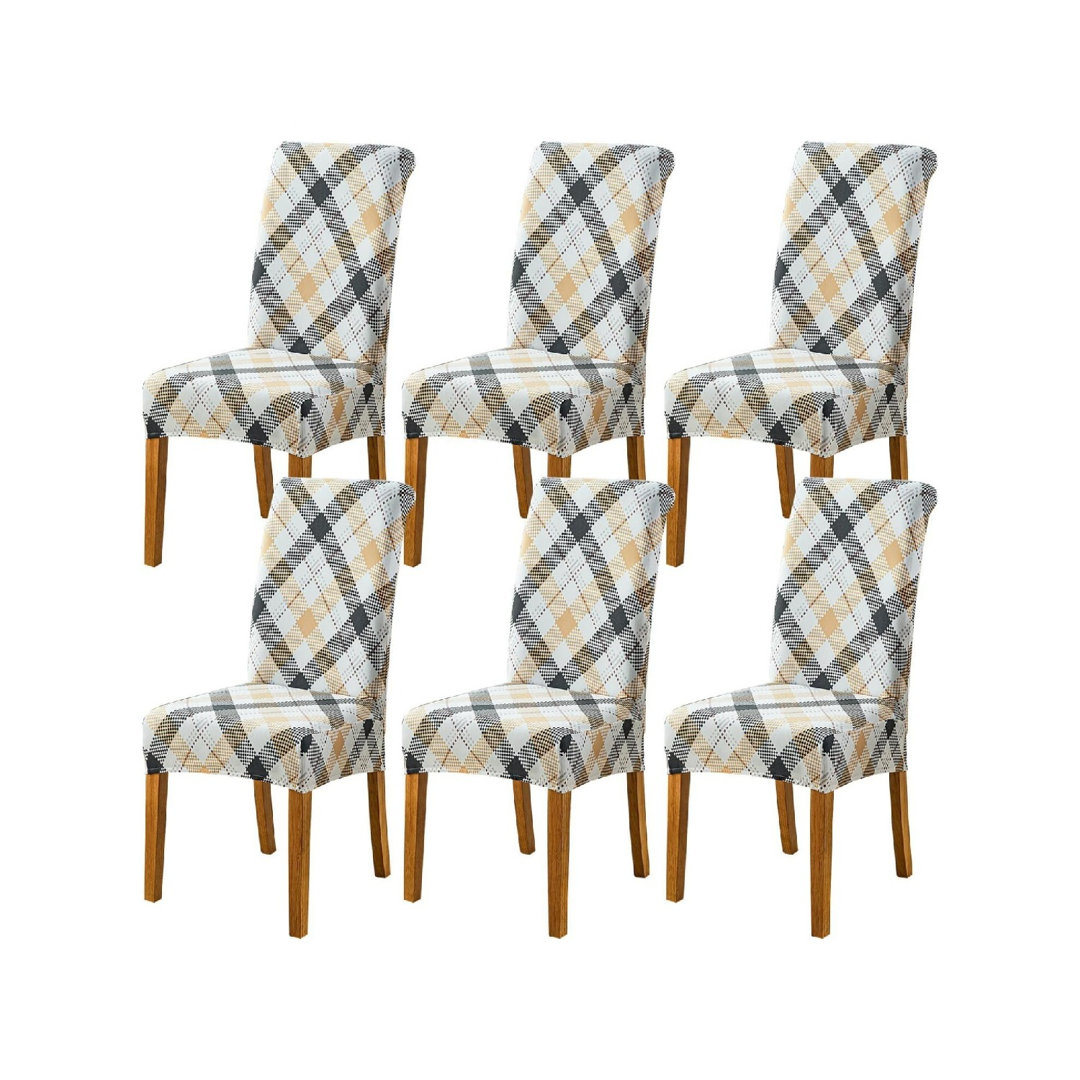 Chair Covers Slipcovers Stretch Removable Washable Short Dining Chair Protector Cover Seat (Dotted diamond,6 PCS)