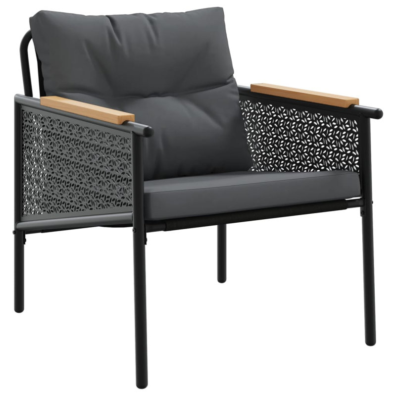 Latitude Run® 4 Piece Balcony Furniture Set With Cushions Black Steel