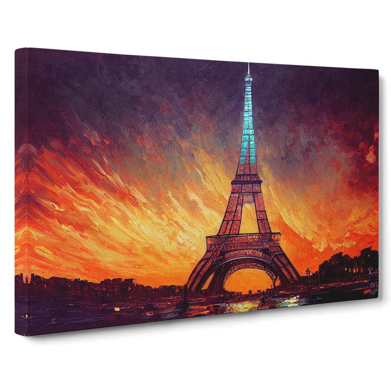 Eiffel Tower Painting - Wrapped Canvas Painting, 35cm H x 50cm W x 3cm D