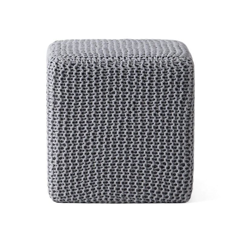 KNITTED FOOT STOOL, Light Gray