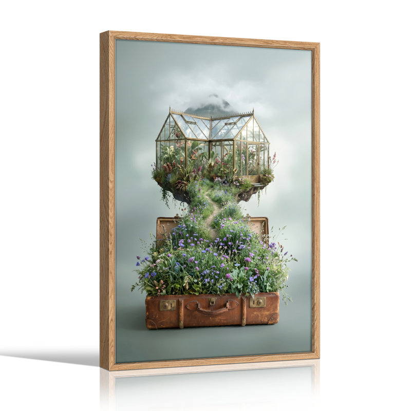 Ensemble de 1 tableau sur toile représentant un jardin flottant, 36"H x 24"W, Natural