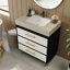 Meuble-lavabo autoportant moderne avec lavabo vasque en céramique et plateau en pierre frittée durable-1060685334-1060685329