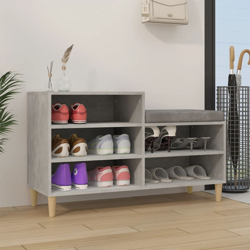 vidaXL Shoe Cabinet 102 x 36 x 60 cm Engineered Wood, Concrete Grey