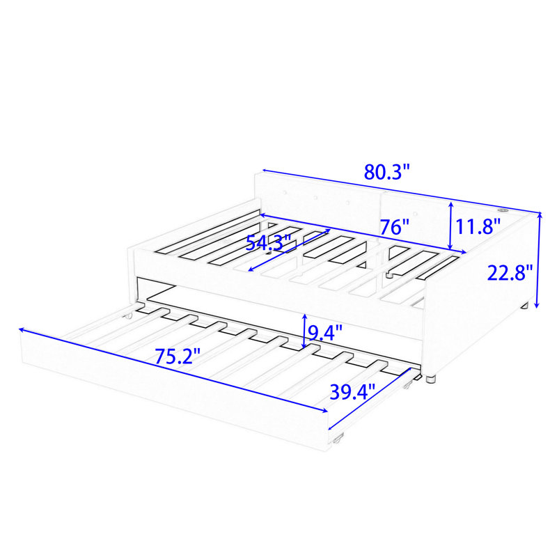 Lit plateforme tapissier Aarah, Double